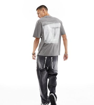 COLLUSION Printed T-shirt with back graphic in charcoal-Gray