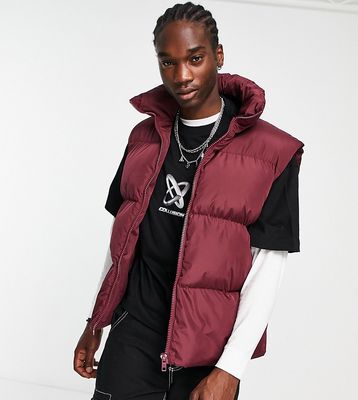 COLLUSION puffer vest in burgundy-Red