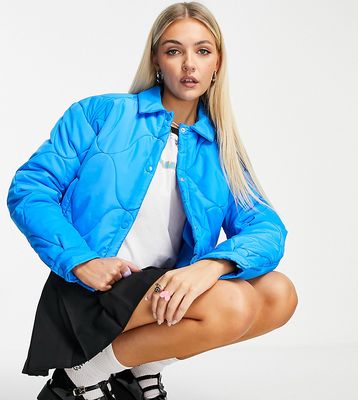 COLLUSION quilted jacket with collar in blue-Blues