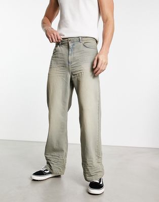 COLLUSION relaxed jeans in light dirty wash-Blue