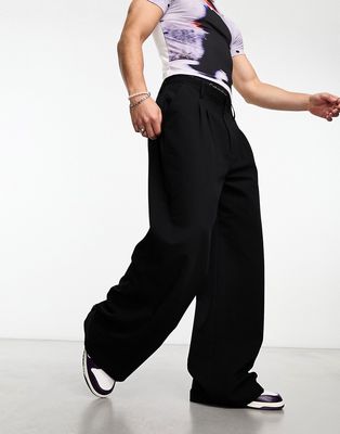 COLLUSION relaxed tailored pants in black