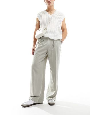 COLLUSION relaxed tailored pants in stone-Neutral