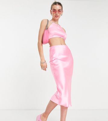 COLLUSION satin slip midi skirt in pink - part of a set