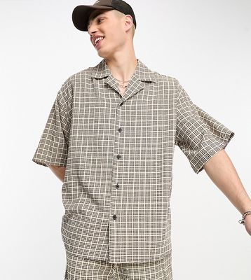 COLLUSION skater shirt in stone plaid - part of a set-Neutral