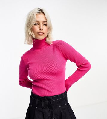 COLLUSION soft knitted roll neck in hot pink-Multi