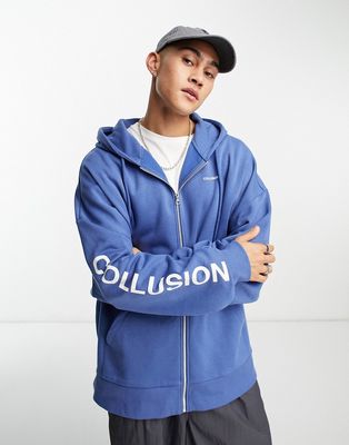 COLLUSION super oversized zip up hoodie in navy