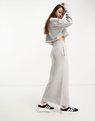 COLLUSION sweats maxi skirt in gray heather