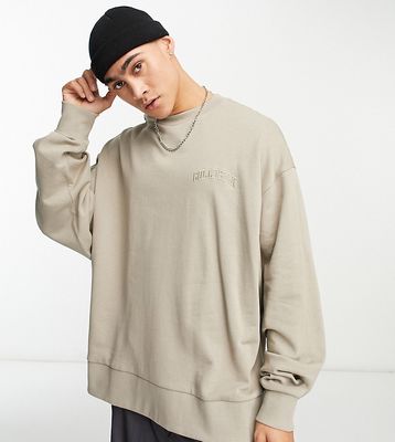 COLLUSION sweatshirt with embroidered logo in washed khaki-Green