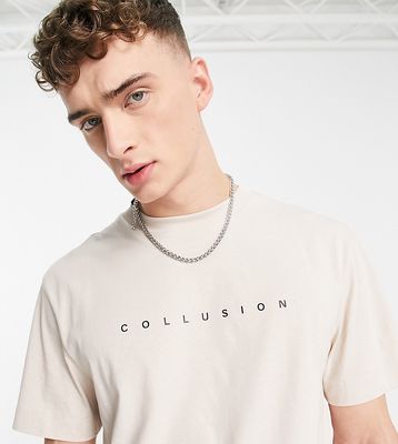 COLLUSION t-shirt with printed logo in beige-Neutral