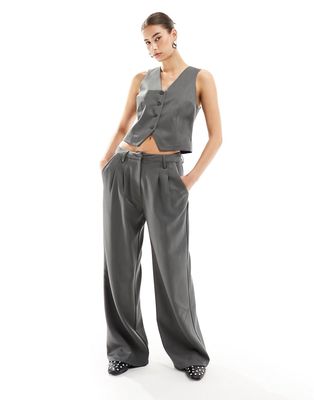 COLLUSION tailored dad pants in gray heather - part of a set