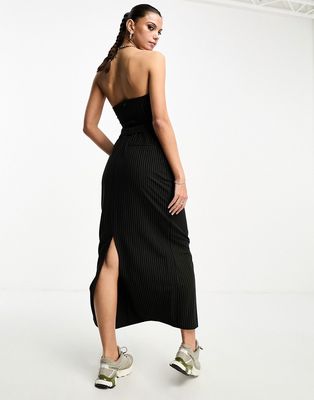 COLLUSION tailored split back maxi skirt in black pinstripe - part of a set