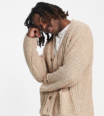 COLLUSION textured knit cardigan in light brown
