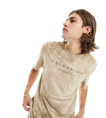 COLLUSION tie dye logo t-shirt in brown