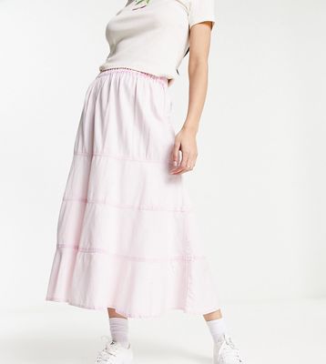 COLLUSION twill paneled maxi skirt in washed pink-No color