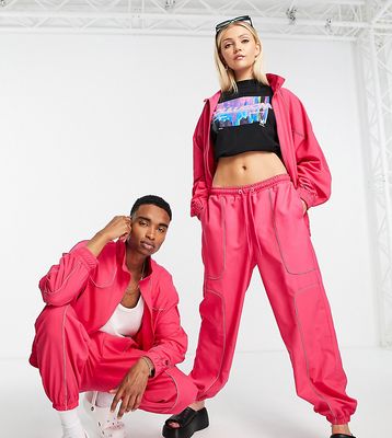 COLLUSION Unisex aughts fit sweatpants in bright pink - part of a set