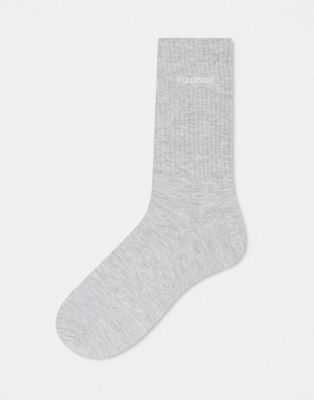 COLLUSION Unisex branded sock in light gray