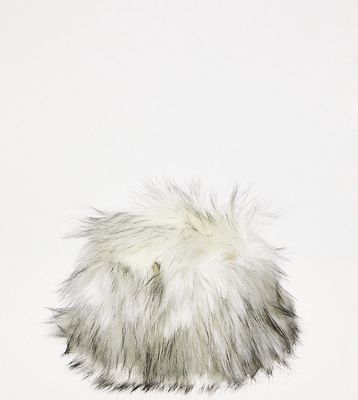 COLLUSION Unisex festival faux fur fluffy novelty hat in ecru-White