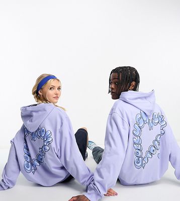 COLLUSION Unisex heart back print hoodie in light blue