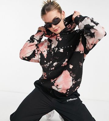 COLLUSION Unisex hoodie with logo embroidery in black and pink tie dye