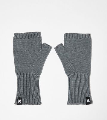 COLLUSION Unisex knitted sleeveless gloves in gray