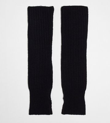 COLLUSION Unisex long sleeve knit fingerless gloves in black