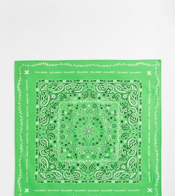 COLLUSION Unisex printed head scarf in green