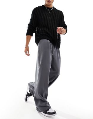 COLLUSION Unisex relaxed tailored pants in gray