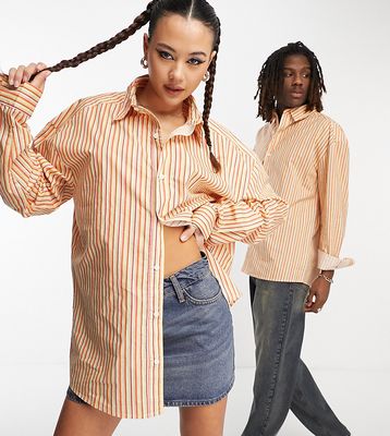 COLLUSION Unisex Y2K poplin oversized shirt in multi stripe