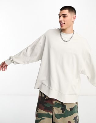 COLLUSION varsity embroidered logo sweatshirt in off white-Gray