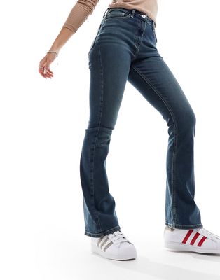 COLLUSION x007 stretch flare jeans in mid-blue wash