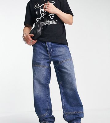 COLLUSION x014 extreme 90s baggy dad jeans with utility details in blue