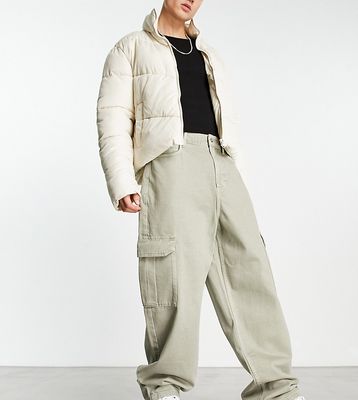 COLLUSION x015 anti fit cargo jean in washed khaki-Green