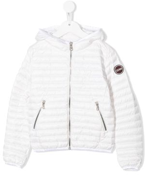 Colmar Kids logo-patch hooded quilted jacket - White