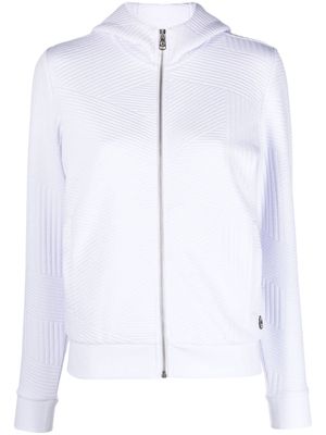 Colmar ribbed-detailing zip-up hoodie - White