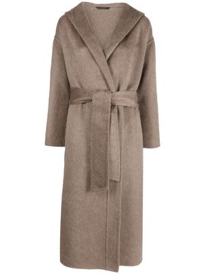 Colombo belted hooded cashmere coat - Brown
