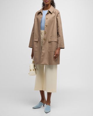 Colombo Button-Down Coated Cotton Trench Coat