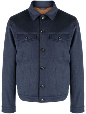 Colombo button-up cashmere shirt jacket - Blue