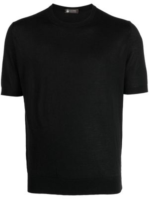 Colombo crew-neck fine-knit T-shirt - Black
