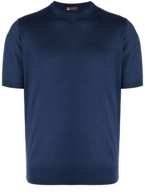 Colombo crew-neck fine-knit T-shirt - Blue