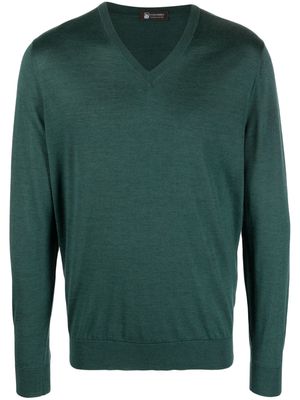 Colombo fine-knit V-neck jumper - Green