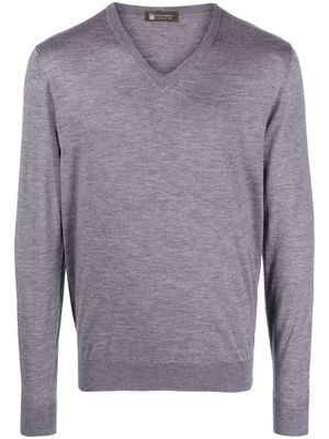 Colombo fine-knit V-neck jumper - Grey
