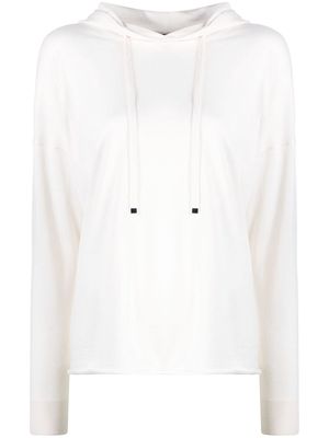 Colombo long-sleeve drawstring knitted hoodie - White