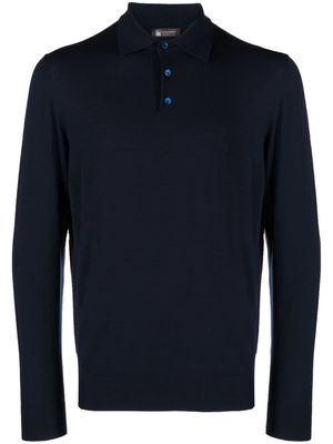 Colombo long-sleeve wool polo shirt - Blue