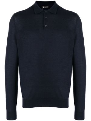 Colombo mélange-effect knitted polo shirt - Blue