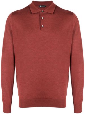 Colombo mélange-effect knitted polo shirt - Red