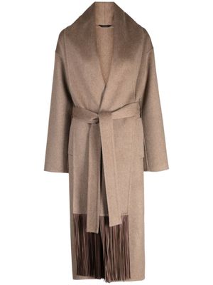 Colombo shawl-lapels belted-waist coat - Brown