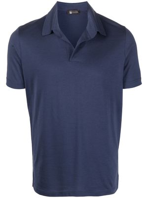 Colombo short-sleeve silk-blend polo shirt - Blue