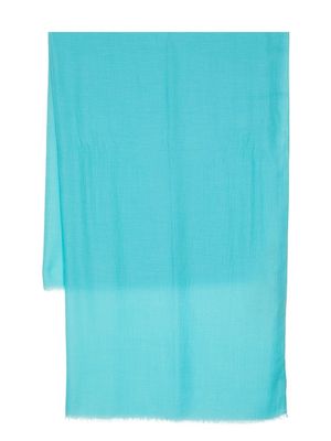 Colombo twill-weave frayed cashmere-silk scarf - Blue