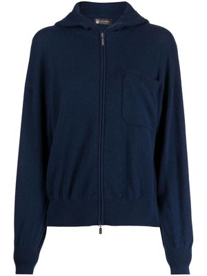 Colombo zipped cashmere hooded cardigan - Blue
