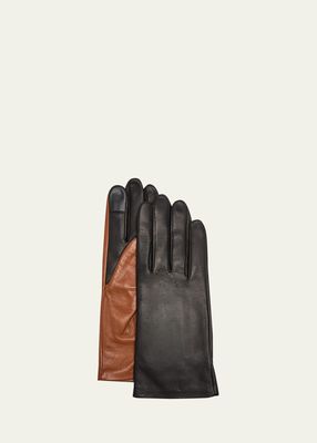 Color-Block Classic Leather Gloves